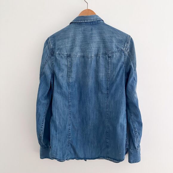 J. Crew Chambray Denim Shirt | Womens Button Front Top | Classic Casual Staple - Picture 6 of 9
